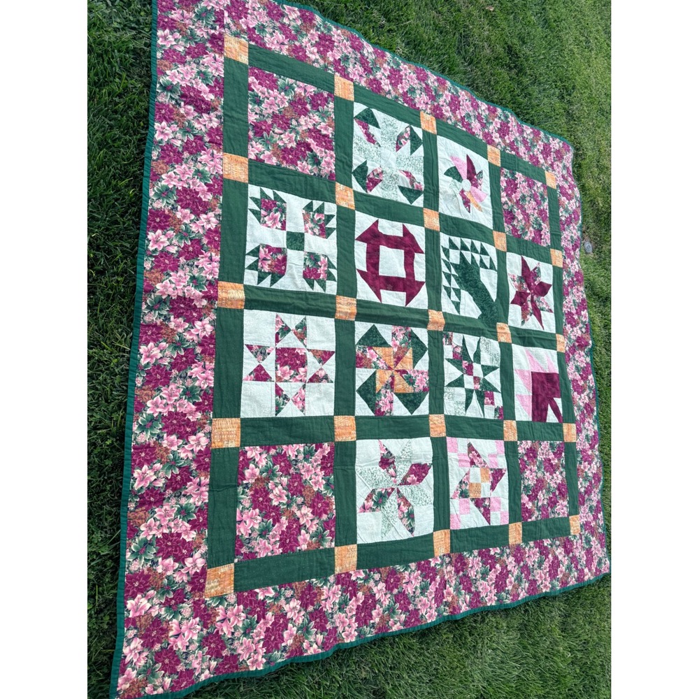 Artisan Handmade Floral Quilt – Labeled "By Beverley"